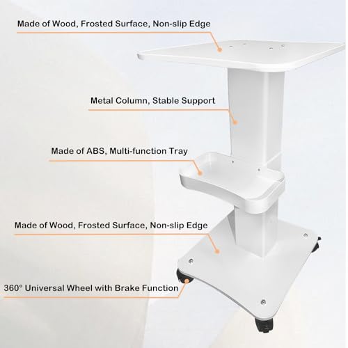 Esthetician Cart, 3 Tier Beauty Rolling Trolley with Rotation Wheels, Aluminum Alloy Tray Rolling Cart for Hair Salon, Spa Salon Beauty Machine Storage