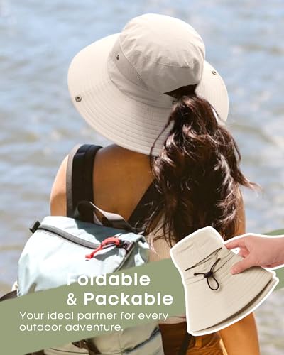 FURTALK Women's Sun Hat with Ponytail Hole UPF 50+ Wide Brim