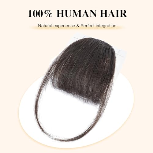 Clip-In Bangs Real Human Hair with Temples - Dark Brown