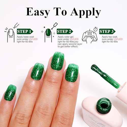 Imtiti Glitter Gel Nail Polish Set, Christmas Red and Green Glitter Gel Polish Soak Off LED U V Shimmer Sparkle Nail Gel Polish DIY Nail Art Starter Manicure Salon Gel Nail Polish Kit 10ML