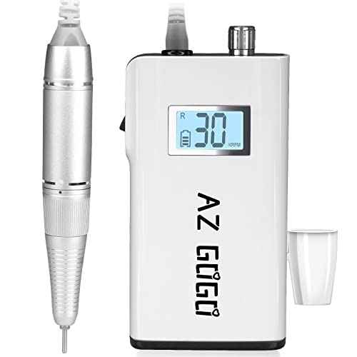 AZ GOGO Electric Nail Drill, 30000RPM Rechargeable Portable Nail Drill Machine for Acrylic Gel Nails, Professional Manicure E-File for Home or Salon Use