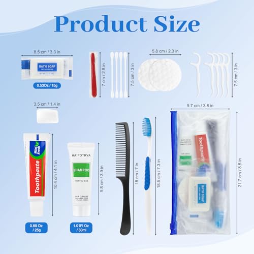 7-in-1 Travel Toiletries Kit Bulk - 50 Pack Disposable Hygiene