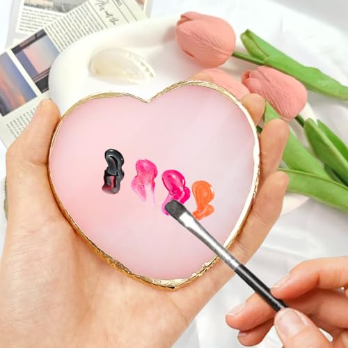 Resin Nail Art Palette Set - Gold Edge Heart Shaped Mixing Board