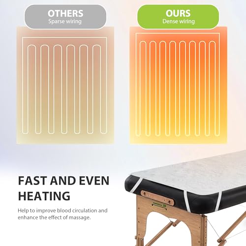 Massage Table Warmer Heating Pad Professional SPA Massage Bed Warmer with Timer, 9 Heat Setting, Overheat Protection for Massage Bed & Spa, Thickened & Soft Fleece, 30" x 71"