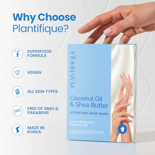 PLANTIFIQUE Korean Hand Mask Moisturizing Gloves for Dry Hands - 4 Pairs