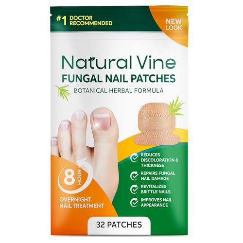 Natural Vine Toenail Fungus Treatment Patches - Extra Strength 1% Tolnaftate, 32 Patches for Overnight Renewal