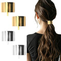 GIYAWA 4 Pack Ponytail Holders with French Buckle Hair Cuffs - Gold & Silver, High-Quality Metal, Secure Fit for Women