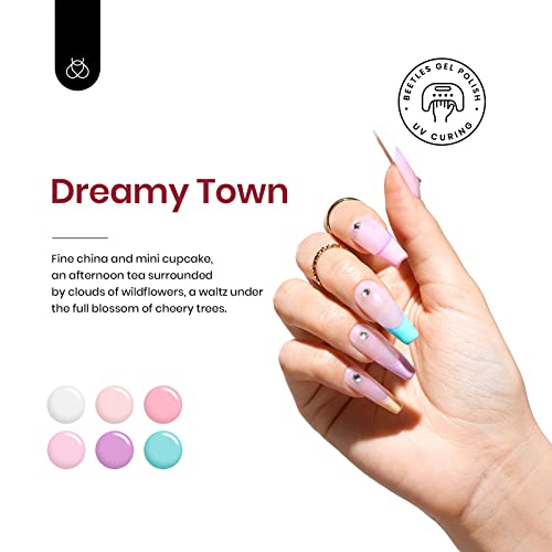 beetles Gel Polish Nail Set 20 Colors Dreamy Town Collection and Gel Nail Kit Easy Nail Extension Set