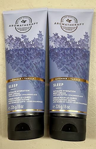 Bath and Body Works Aromatherapy Ultimate Hydration Body Cream 8 Oz. 2 Pack (Lavender Vanilla)