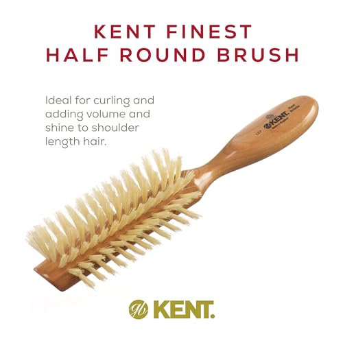 Kent LC7 Half Radial Hair Brushes for Women Curling Hair Brush Made of Cherrywood - White Natural Boar Bristle Hairbrush Adds Volume to Shoulder Length Hair - Salon Style Pure Wood Brush from Kent