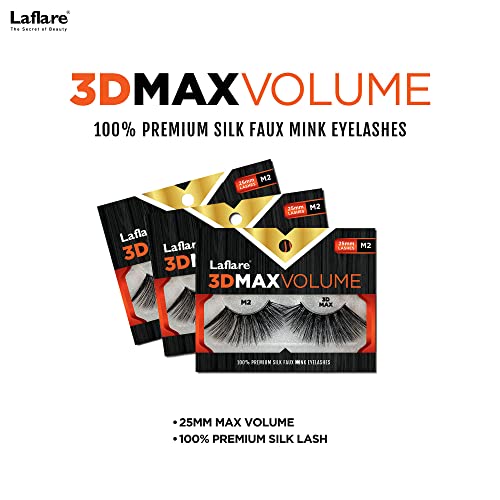 Laflare 3D MAX VOLUME Silk Faux Mink Eyelashes 25mm 3 Pack