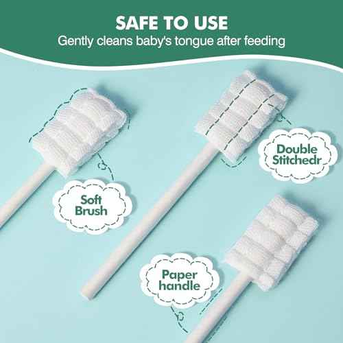 52Pcs Baby Tongue Cleaner, Disposable Baby Toothbrush Oral Cleaner, Infant Gum and Tooth Cleaning Stick for Newborns, Toddler Mouth Cleaner