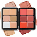 HOSAILY 12-Color Cream Blush & Concealer Palette - Long-Wear Makeup