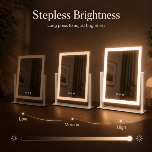 Lighted Makeup Mirror 17.3in with 10X/5X Magnifiers & 3 Color Modes