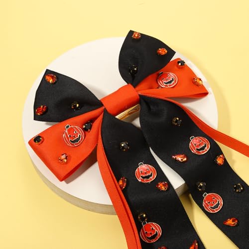 Halloween Hair Bows Accessories for Women Spooky Halloween Hair Clips Candy Corn Boo Pumpkin Ghost Hair Bows Large Orange Black Hair Ribbons Barrettes Halloween Outfits Costume Gifts (Pattern N)