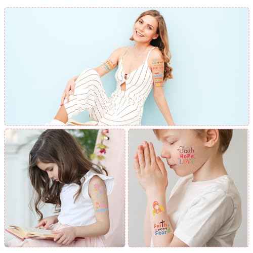 Christian Temporary Tattoos for Kids - 200+ Bible Verse Temporary Tattoos Face Tattoos Christian Party Favors Decorations Supplies Classroom School Prizes Rewards Boys Girls