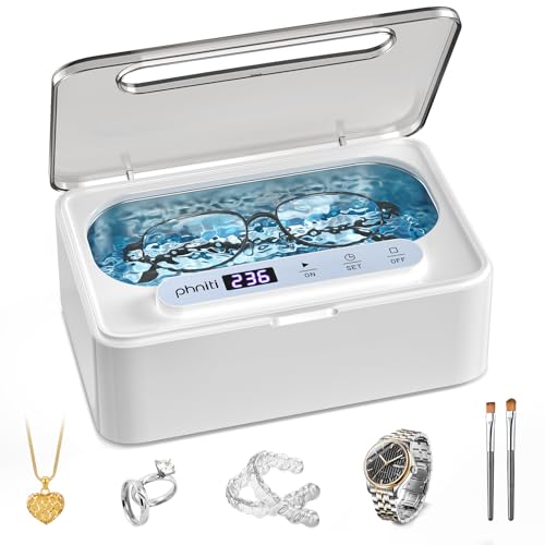 12OZ Ultrasonic Jewelry Cleaner for Watches Rings Glasses Dentures - White