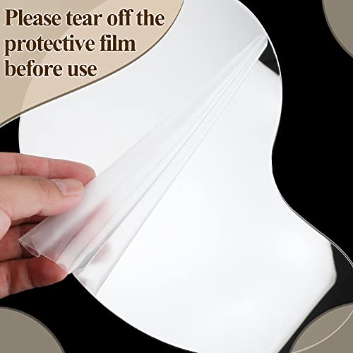 Blulu 2 Pack Acrylic Makeup Mirror Irregular Aesthetic Vanity Mirror with Wooden Stand Desk Frameless Decor Asymmetrical Cloud Wavy for Bedroom Living Room Minimal Spaces Decor