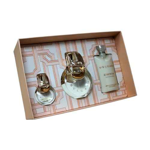 BVLGARI Omnia Crystalline 3-Piece Set for Women, (3.4 Oz Eau De Toilette Spray + 0.5 Oz Eau De Toilette Spray + 2.5 Oz Body Lotion)