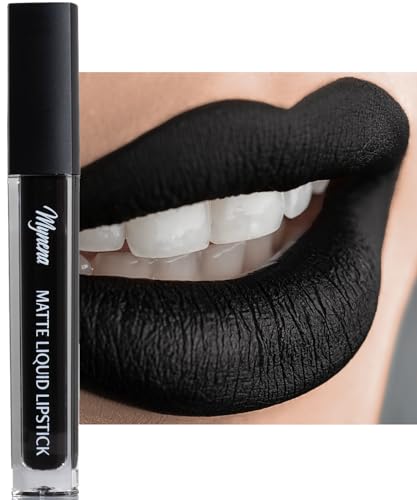 Mynena Linda Jet Black Matte Liquid Lipstick | Waterproof Long-Lasting