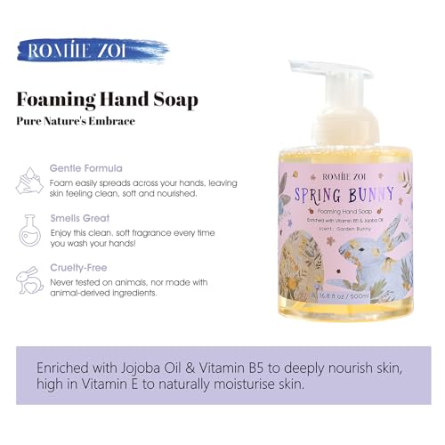 ROMIIE ZOI Foaming Hand Soap for Easter Gift Basket- Spring Bunny - Infused with Garden Bunny Aroma - 500 ML / 16.8 FL OZ