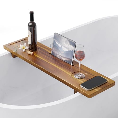 Acacia Wood Bathtub Caddy Tray - Large 34.6x9 Inch Bathroom Organizer