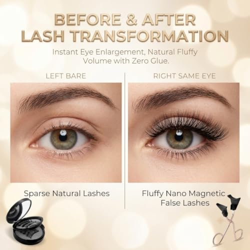 Magnetic Eyelashes Kit - 4 Pairs 3D Wispy Lashes, No Glue