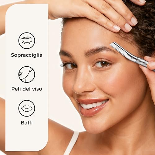 Silver Eyebrow Razor with 10 PCS replacement Blades