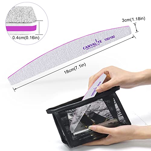 Canvalite 10 PCS Professional Nail Files 100/180 Grit Double Sided