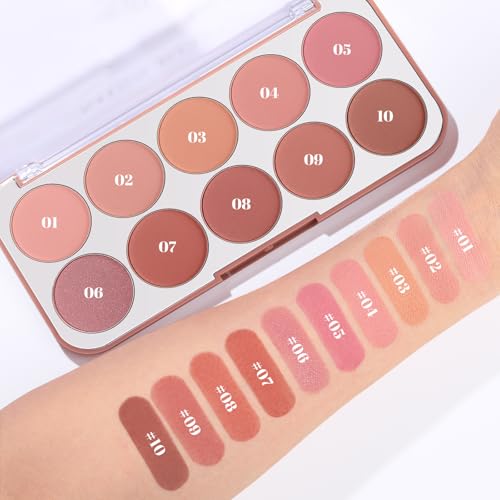 10-Color Blush Palette | Buildable Powder Blush for All Skin Tones