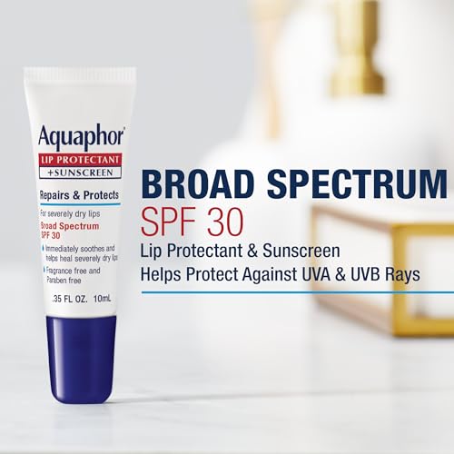 Aquaphor Lip Repair Lip Balm with Sunscreen, Lip Protectant, Lip Balm SPF 30, 0.35 Oz Tube (Pack of 2)