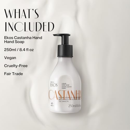 Natura -Brazil Nut (Castanha) Renourishing Liquid Hand Soap - Anti-Dryness - Coconut Derived Cleanser - Vegan Skin Care - Brazilian Beauty Secrets - Self Care & Body Care - 8.4 fl oz (250ml)