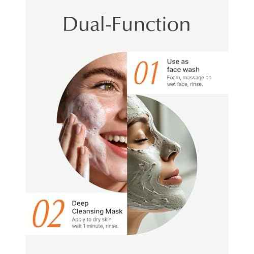 SU:M One Minute Clay Mask - Pore Cleanser & Hydrating 2-in-1 Korean Face Mask and Facial Cleanser for Blackheads, Exfoliation & Smooth Skin, 5.07 fl oz