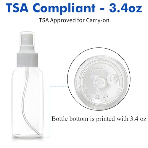 TSA Approved 3.4 oz Travel Spray Bottles - 5 Pack