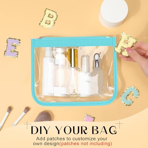 Weewooday 6 Pcs Clear Zipper Pouches DIY Chenille Letter Bag Nylon Cosmetic Bag Waterproof Portable Clear Travel Toiletry Bag Travel Bags for Women