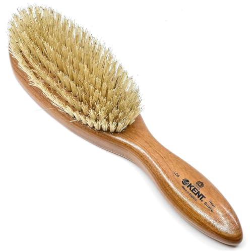 Kent LC4 Finest Detangler Brush, Cherrywood Oval Hairbrush with Boar Bristles for Medium to Thick Hair of All Lengths, Salon-Style Straightening Tool