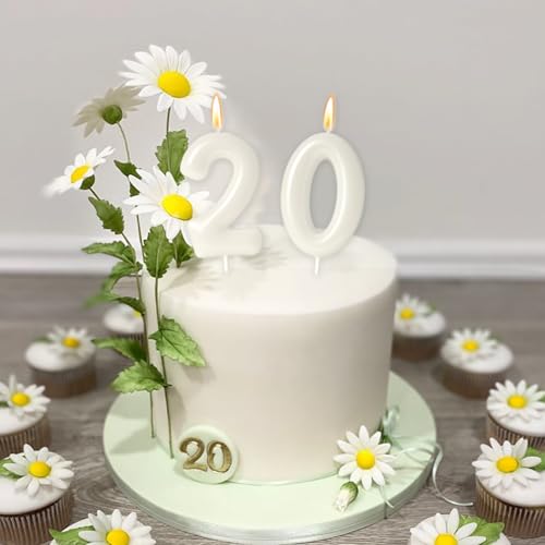 45th Birthday Candle for Women - Classic White Cake Topper