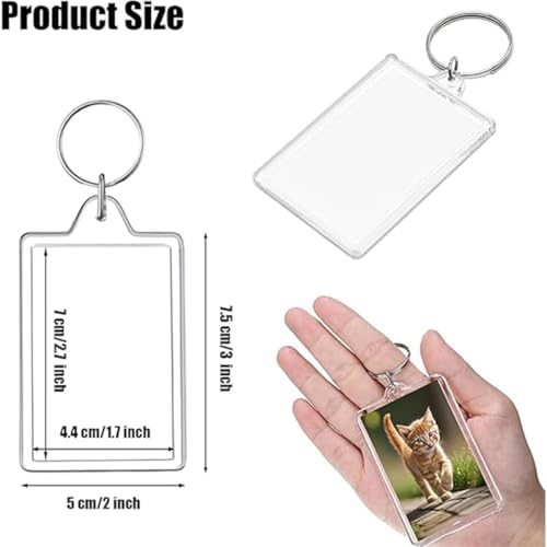16 Pack Acrylic Photo Keychains - Customizable Clear Picture Holders for DIY Crafts