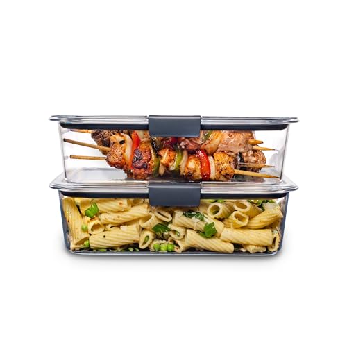 Rubbermaid Brilliance BPA Free Food Storage Containers Bundle with Lids, Set of 2 (9.6 Cup) and Set of 5 (1.3 Cup)