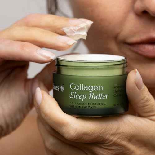 Collagen Sleep Butter Night Cream with Vegan Collagen, Hyaluronic Acid & Melatonin Complex ? Hydrating Overnight Moisturizer for Dry or Mature Skin