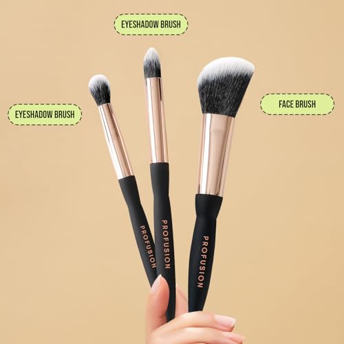 Profusion Cosmetics Artistry Makeup Kit – 9 Eyeshadow & 6 Face Shades with Brushes