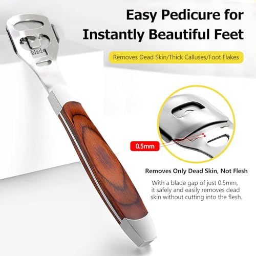 Foot Callus Remover Shaver with Wooden Handle & Extra Blades - Pedicure Tool
