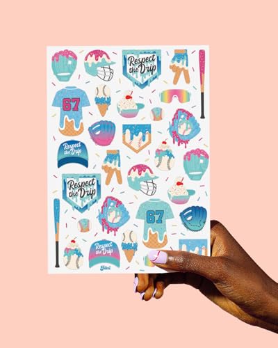 Baseball Drip Temporary Tattoos - 60 Pack Party Favors