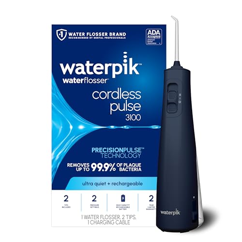 Waterpik Cordless Pulse Portable Water Flosser with Rechargeable Battery, Shower Use, Blue