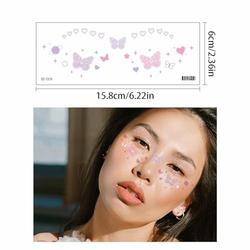 19Pcs Temporary Face Tattoos - Cute Designs for Festivals
