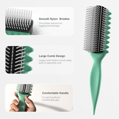 AM8:00 Curl Defining Brush for Curly Hair | 9-Row Design
