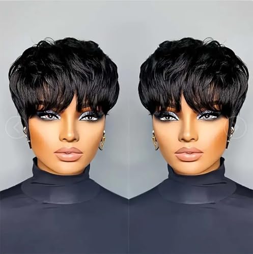 100% Virgin Human Hair Pixie Cut Wig - Short Layered