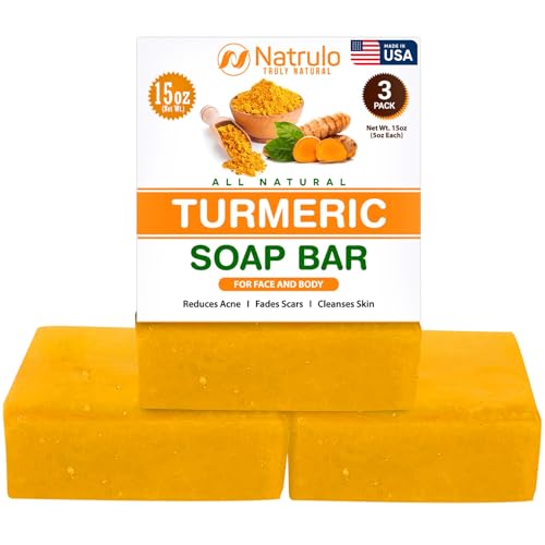 Natural Turmeric Soap Bar for Face & Body ? Turmeric Skin Brightening Soap for Dark Spots, Intimate Areas, Underarms ? Face Wash Reduces Acne, Fades Scars & Cleanses Skin ? 5oz Bars