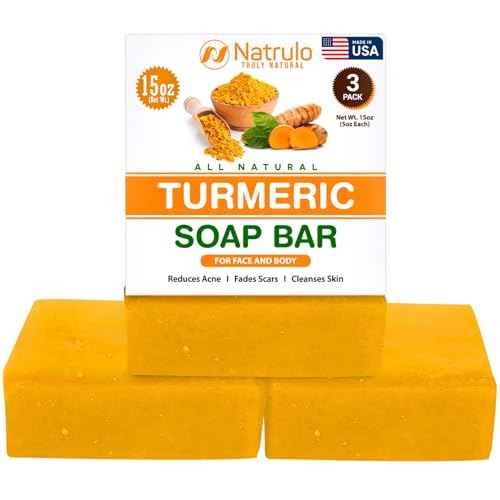 Natural Turmeric Soap Bar for Face & Body ? Turmeric Skin Brightening Soap for Dark Spots, Intimate Areas, Underarms ? Face Wash Reduces Acne, Fades Scars & Cleanses Skin ? 5oz Bars