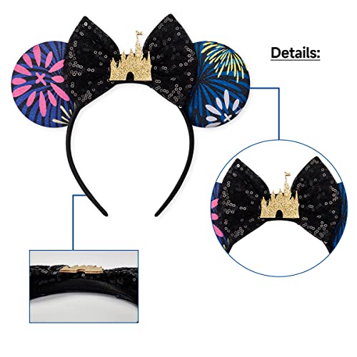 RAZKO Mouse Ears Headband with Sequin Bow